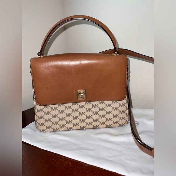MICHAEL Michael Kors Handbags - MICHAEL Michael Kors Brown & Tan Top Handle Logo Bag
